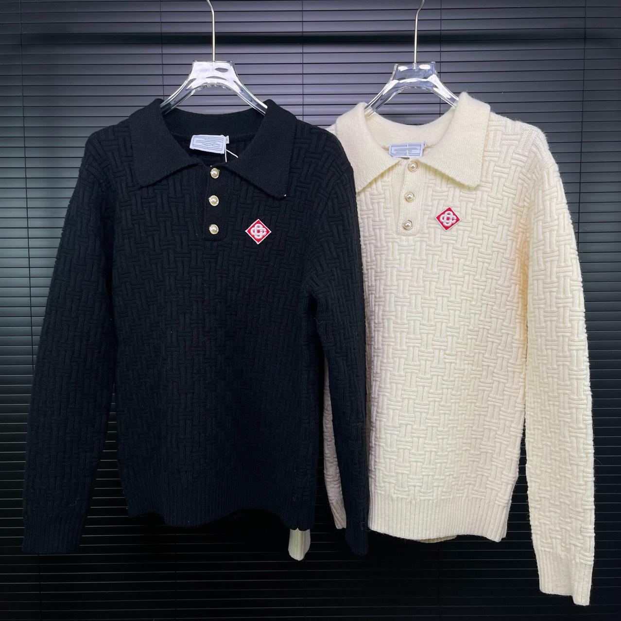 

Unisex Polo Collar Long Sleeve Knit Sweater Extra Large чорний