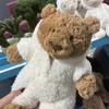 Cartoon Kawaii Bear Jumpsuit Stuffed Doll Plush Toys Light Brown Onesie Outfit Soft Comfortable Cuddly Surprise Birthday Gifts
