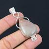 Pear Natural Porcelain Jasper Ethnic Wedding Art Deco Pendant Sterling Silver