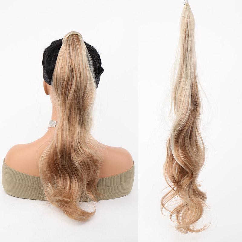 Elastyczne owinięte przedłużenie kucyka Natychmiastowe owinięcie kucyka Długie włosy w koński ogon Przedłużanie kręconych fal Syntetyczne kucyki Treska