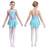 Rhinestone Sequins Figure Ice Skating Dress for Girls Kids Ballet Dance Dress Child Gymnastics Lyrical Dance Dress Costumes