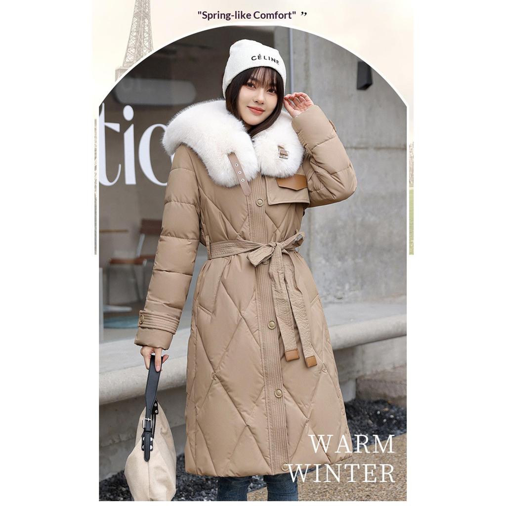 Slim-fit Big Fur Collar Mid-length Over-the-knee Padded Jacket Thickened Jacket