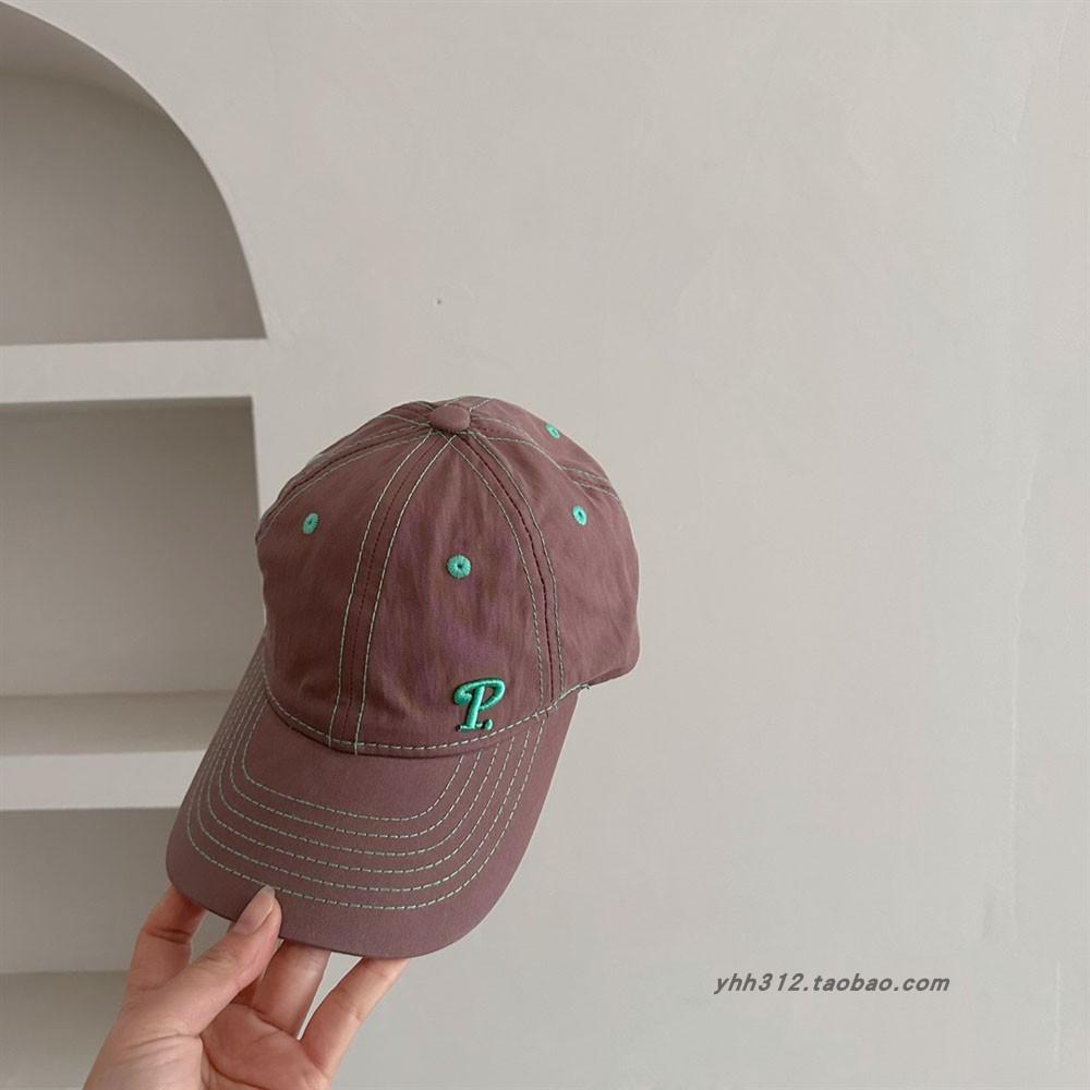 Children Soft Top Embroidered Letters Baby Baseball Cap Contrasting Color Adjustment Rope Boys Girls Sunshade Sun Baseball Cap