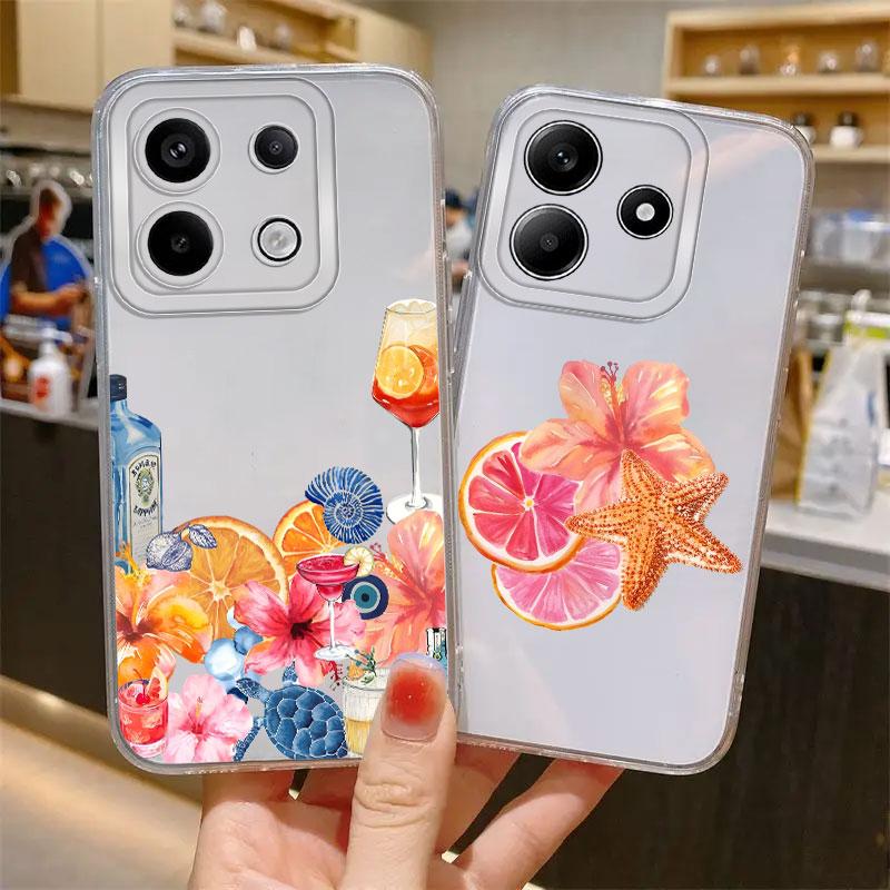 Case for Xiaomi Redmi Note 14 Pro Plus 14C 11 9 10 Note 13 10S 11S A4 12 13C 12S Soft Phone Cover Fruit Flowers