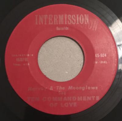 7-Zoll-Schallplatte HARVEY FUQUA & THE MOONGLOWS / BUNK - Zehn Gebote der Liebe / Versteck & G 45564 Intermission US Rock Gebraucht