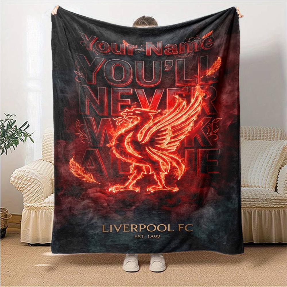 Liverpool Personalized Name Blanket Gift Personalized Blanket Durable Comfort Throw For Picnics Livingroom Living Room Sofa All-Season Use