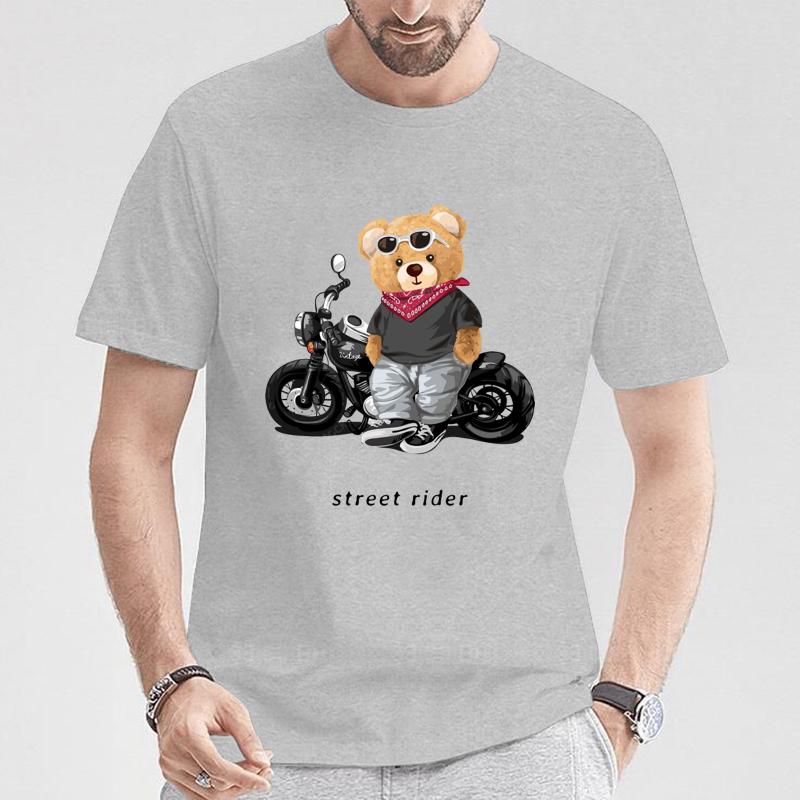 Motorcycle Lovers Street Teddy Knight Print TShirt Casual Short Sleeve Summer Clothing in 2026