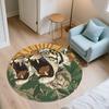 Leaf Tiger,Round Area Rug,Carpet Rug for Living Room Bedroom Sofa Playroom Decor,Non-slip Floor Mat