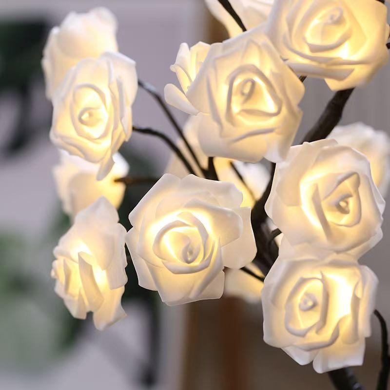 LED Rose Tree Lamp, USB Powered Flower Night Light, Atmosphere Lighting for Holiday Parties Weddings Gift Lover Home Decor