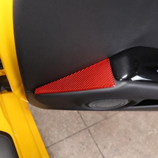 Red Carbon Fiber Door Speaker Horn Cover Trim Decor for Toyota Supra 19-22