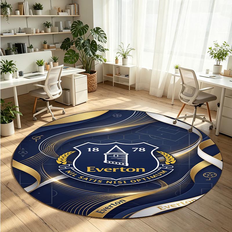 Everton Football Printed Round Crystal Velvet Rug Soft Non Slip Floor Carpet For Bedroom Holiday Gift