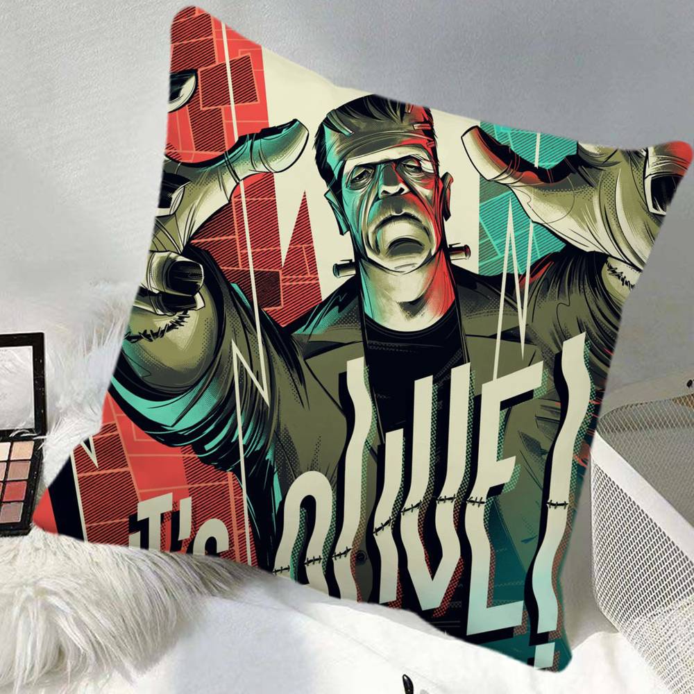 Frankenstein Movie Pillow Case Square Pillow Bedroom Sofa Leisure Comfort Cushion Car Home Decoration