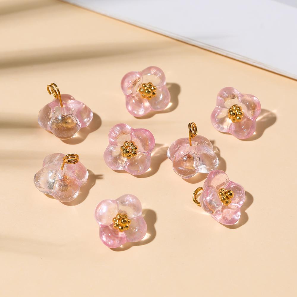 

5Pcs/lot Colored Glaze Flower Charms Jewelry Making Earrings Beads Keychain Necklace DIY Bracelet Cratfs Findings
