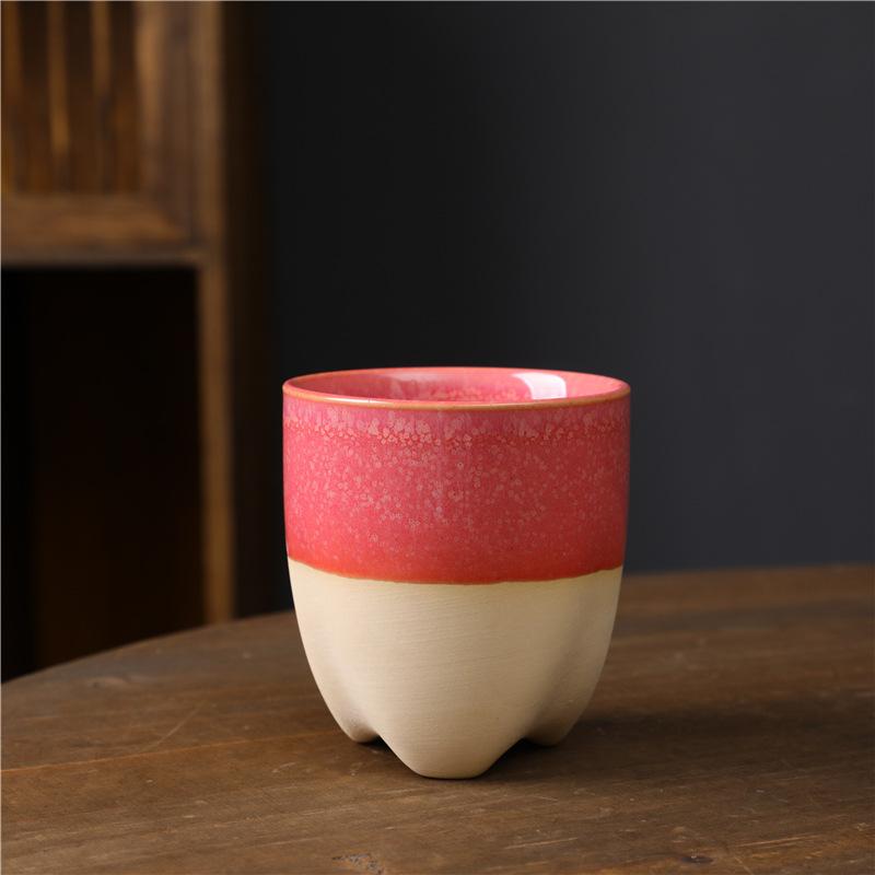 Retro Ceramic Cup Coarse Pottery Teacup Kung Fu Tea Set Small Cup Nordic Style Simple Ceramic Master Cup