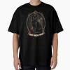Haunted Hallway Cat Gothic Folk Illustration Halloween Oversized T-Shirt