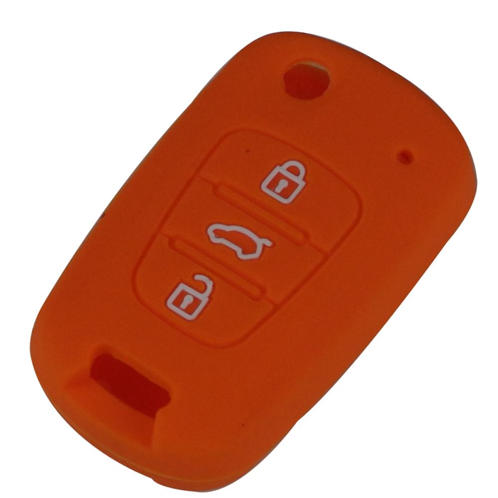 

jingyuqin 4 цвета силиконовый чехол для автомобильного ключа для HYUNDAI i30 Verna Veloster для KIA K2 K5 Picanto Rio Sportage оранжевый