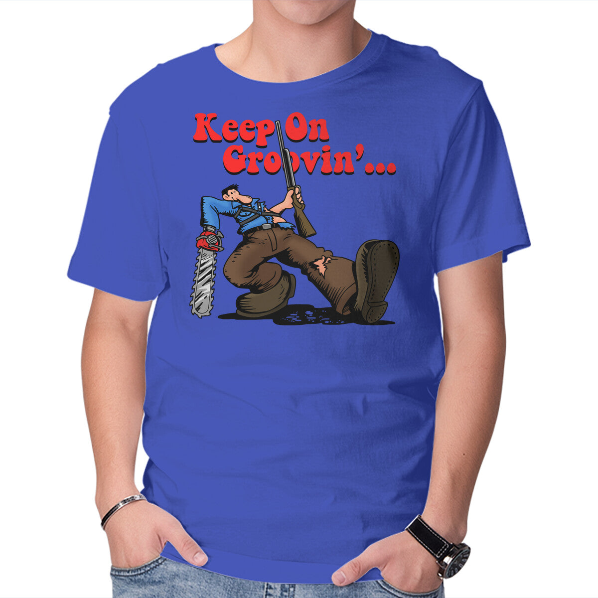 Unisex Crew Neck T-Shirt Keep On Groovin Graphic Short Sleeve Casual Tee XS
