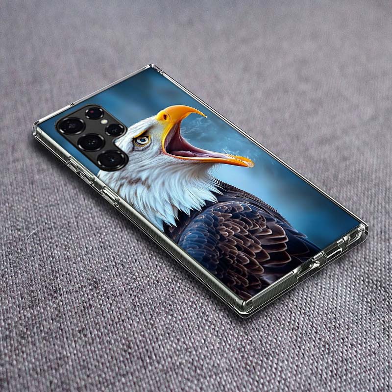 Majestic Eagle Gaze Phone Case For Samsung Galaxy S24 S23 S21 S20 FE S22 S26 Ultra S25 Edge S10 Plus Cover Clear TPU Capa Shell