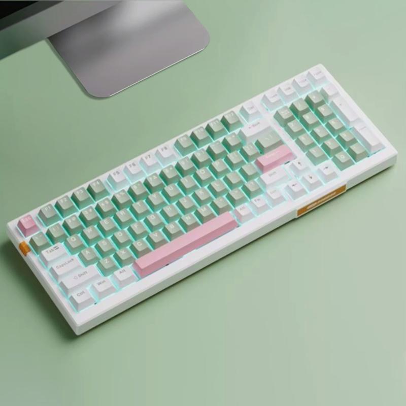 134PCS OEM Height Two Color Injection Green and White PBT Keycaps for Mechanical Keyboard Enthusiasts