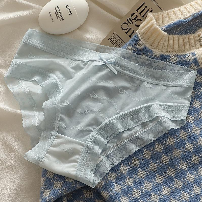 

Женские быстросохнущие трусики-слипы со средней посадкой из шелка - летние телесные трусики-треугольники M синий