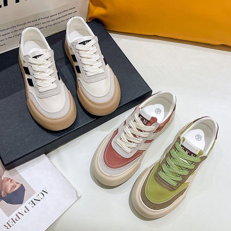 Retro board shoes women's spring and autumn Korean version of student versatility casual thick-soled white shoes flat sports training shoes