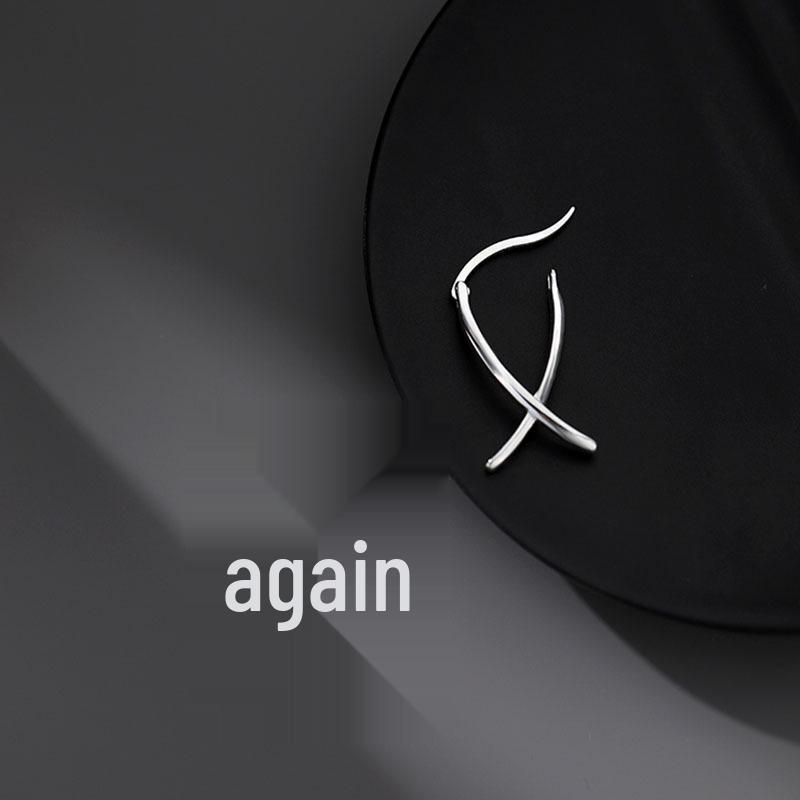 S925 Sterling Silver Fishbone Cross Ear Cuffs: High-End Minimalist Stud Earrings for Women - 2022 Autumn/Winter Trend