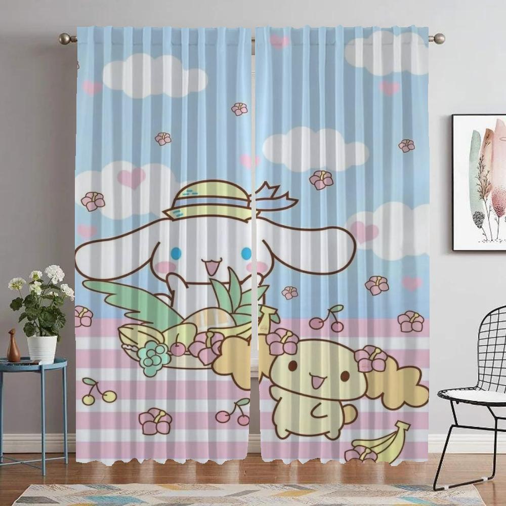 Modern Living Room Curtains 2 Pieces Cinnamorolles Halloween Decoration Shades Window Curtain for Room 2 Panel Partition Kitchen
