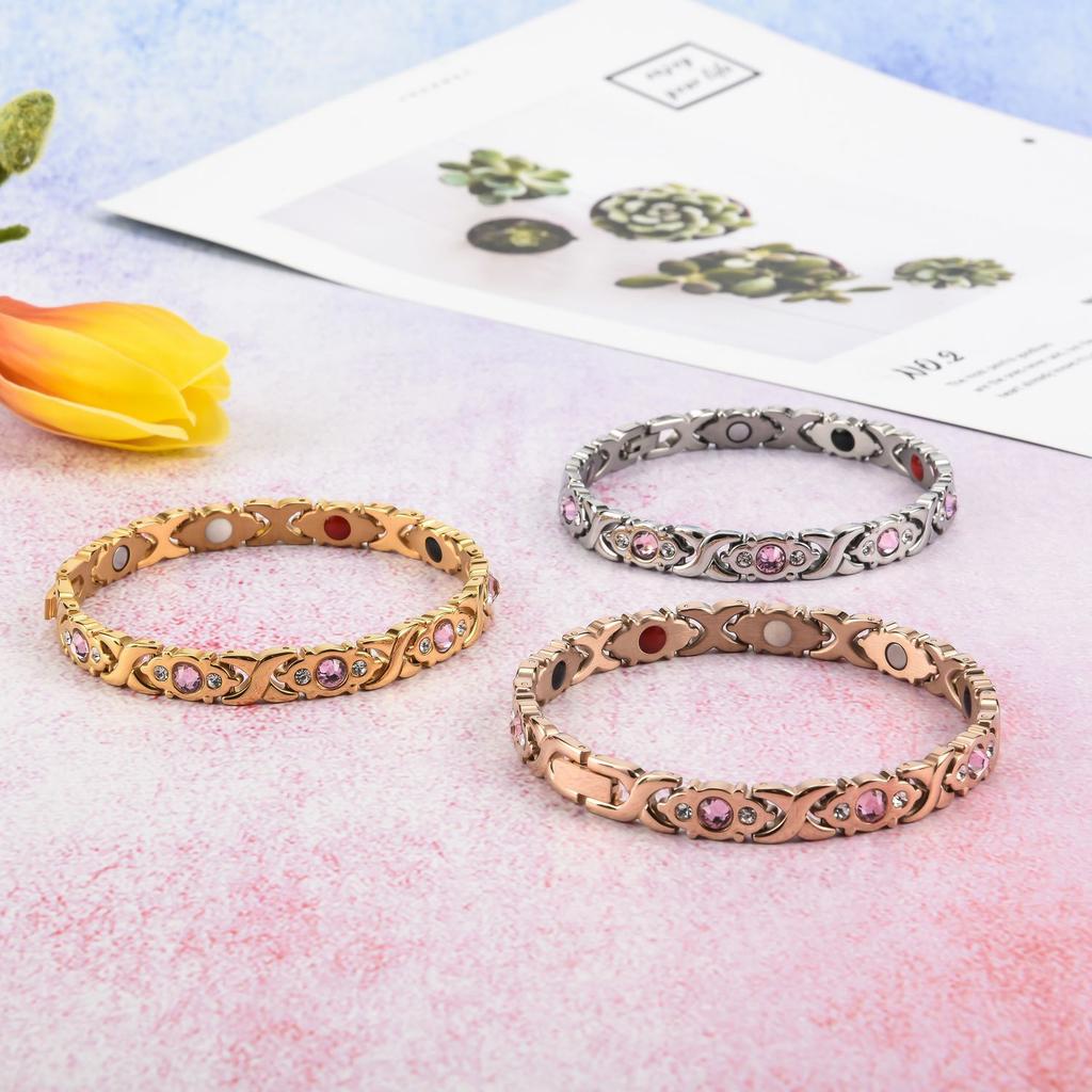 Stainless Steel Bracelet Titanium Steel Fashion Women's Room Gold Micro Inlaid Diamond Magnet Bracelet Trendy Electroplating Handmade