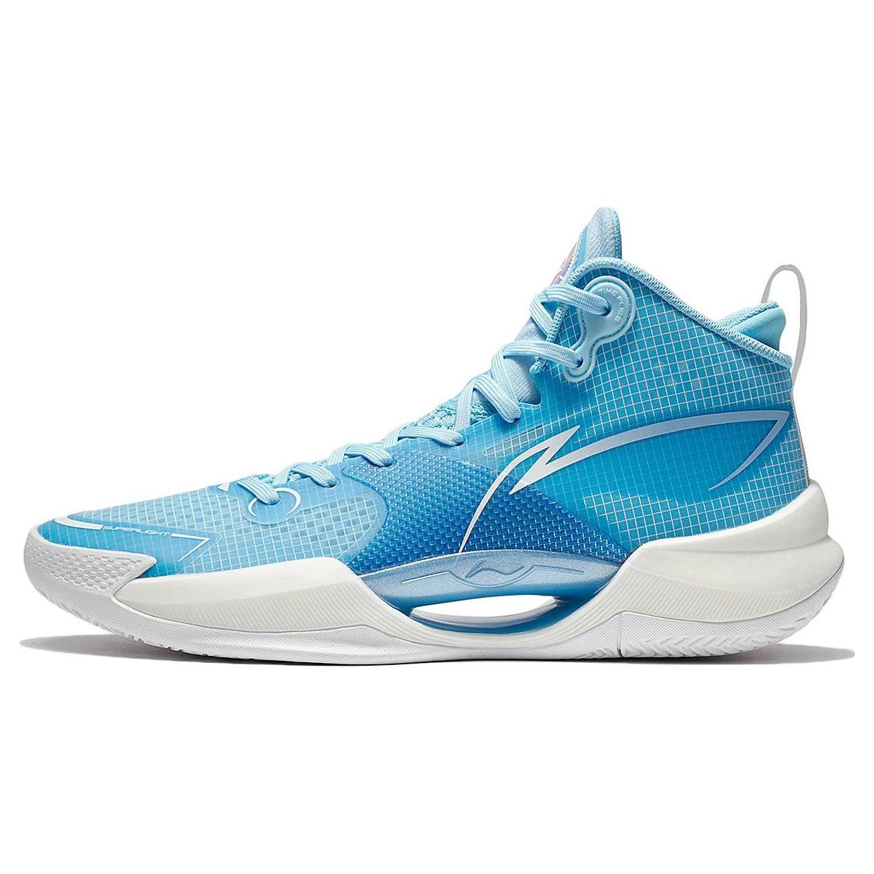 

New LiNing Ultra Light Mid Top Basketball Shoes Men s White Blue ABAS027-4 39