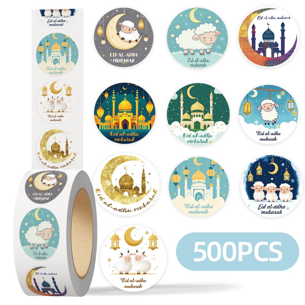 500pcs/Roll Mubarak Eid al Adha Festive Graffiti Stickers Lamb Cartoon Decal DIY Guitar Luggage Suitcase Waterproof Cute Sticker