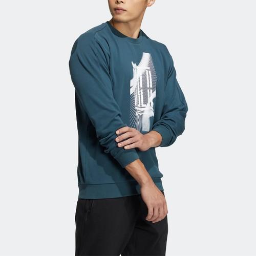 Adidas Graphic Print Crewneck Pullover Sweatshirt Men's Deep Night Gray