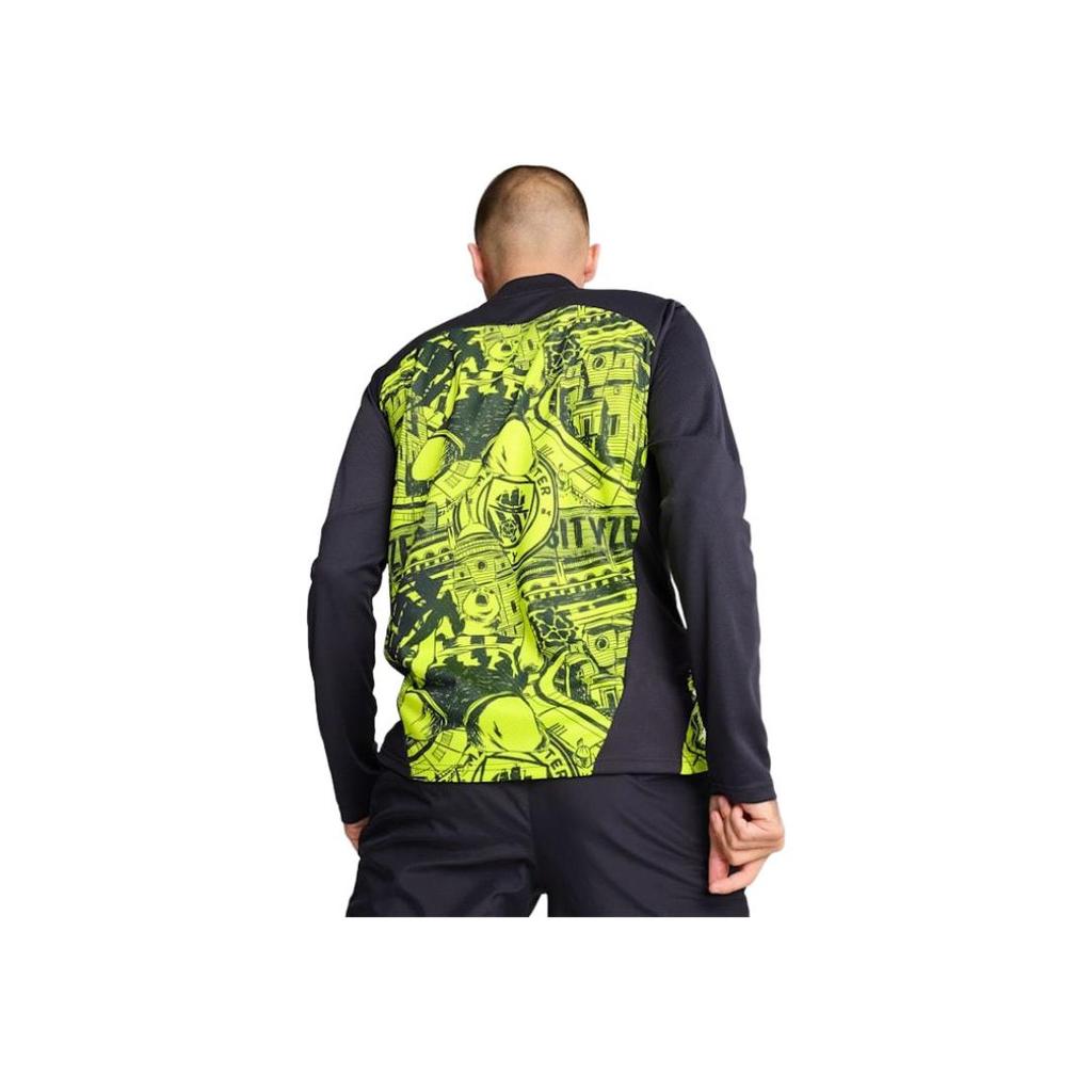 Puma Manchester City Football Club Series Ss24 Logo Pattern Long Sleeve Jersey Men jersey Yellow Blue 777579-14