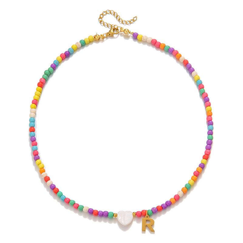 2026 New Colorful Beaded Initial Letter Necklaces for Girls Women Handmade Beads Choker Bohemian Necklace Jewelry Gift Wholesale
