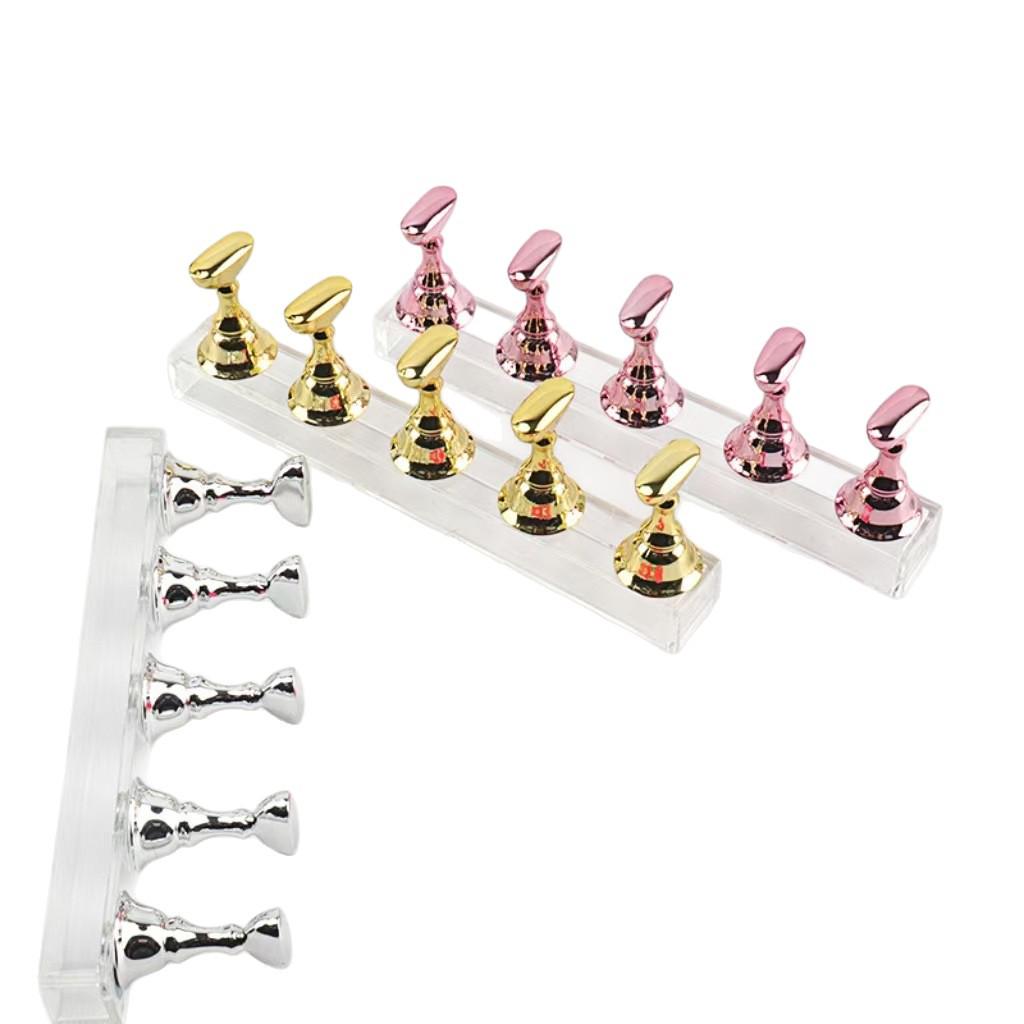 Magnetic Nail Art Practice Stand with Acrylic Base and Gem Holders