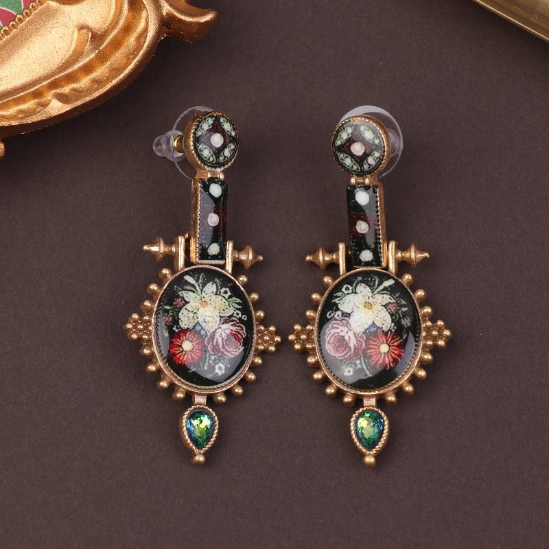 Vintage Court Style Ethnic Flower Pattern Design Flower High-End Ethnic Style Elegant Jewelry Gift