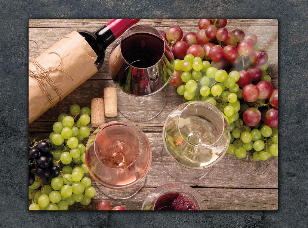 GLAS-SCHNEIDEBRETT 52x40 WEIN