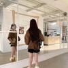 Korean High-End Coffee Plush Patchwork Winter Coat for Women - Versatile, Slimming, Woolen, New Arrival