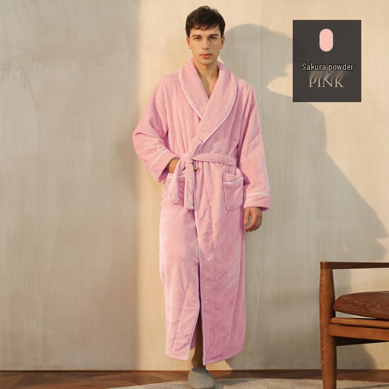 Couples' Thickened Winter Flannel Bathrobes - Men's Towel Style & Women's Coral Fleece Robes