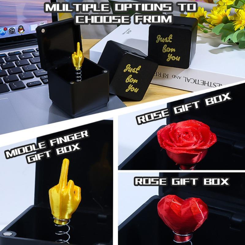 Prank Surprise Gift Box Black Spring Loaded Middle Finger Design