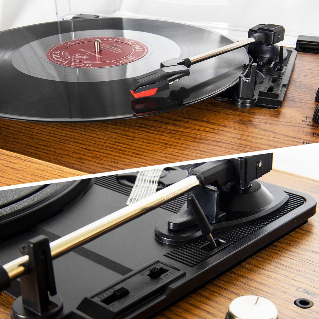 Retro Record Player with BT Function 33/45/78RPM 3-Speed Line-in Antique Gramophone Turntable Disc