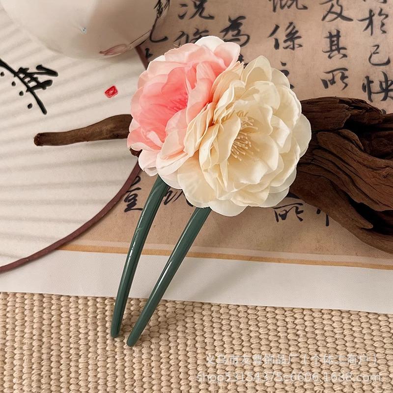 Dried Rose Hairpins Ancient-style HanfuRetro Cheongsam Accessories Updo Hairpins Hairpins and Hair Ornaments