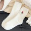 10-1 Pairs Autumn and Winter Socks, Children's White Mink Fur Christmas Socks, Snowman Santa Claus Christmas Tree Elements, Thickened Warm Socks