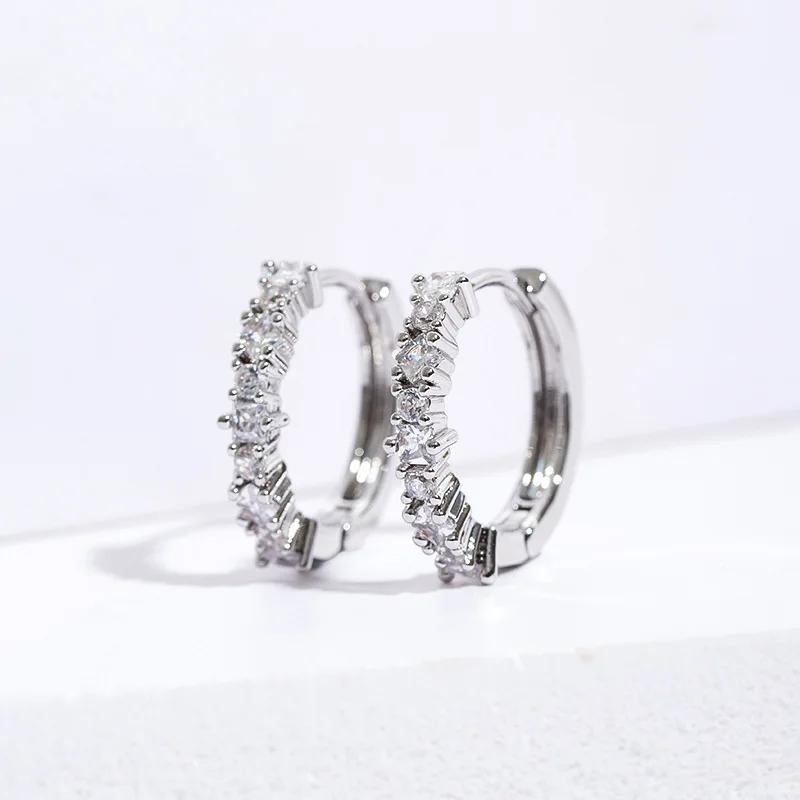 

Luxury Fashion Inlay Square Blue Zircon Ear Buckle Stainless Steel Hoop Earrings for Women Charm Korean Jewelry Gifts Accessory