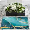 Bonhause Turquoise Marble Placemats Set of 4, 12x18 Inch Teal Gold Modern Abstract Art Kitchen Dining Table Mats Washable Place Mats for Indoor
