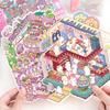 1Set Plus Size Cartoon Scenes Book Landscape Sticker Diy Toy Game Books 3D Sticker Cabin Scene Pocket Festival Birthday Gift