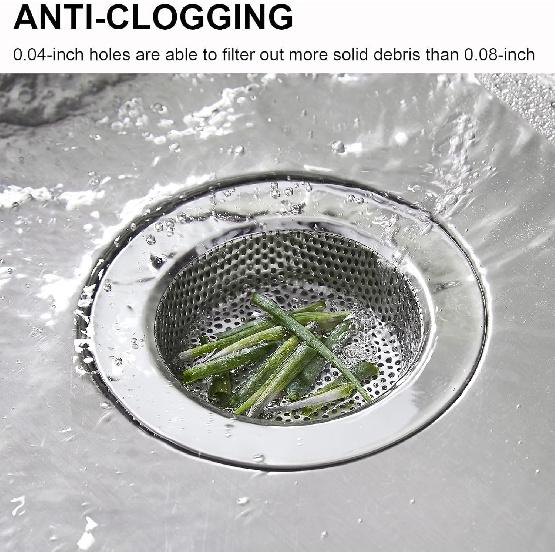 Kitchen Sink Strainer Stainless Steel, LASSHSWA Kitchen Sink Drain Strainer, Sink Strainers for Kitchen Sinks with Large Wide Rim 4.5" Diameter (2