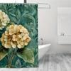 1pc Hydrangea Print Shower Curtain - Cartoon Theme, 71x71 Inch, Polyester, 12 Hooks, Hand Wash, Woven Texture