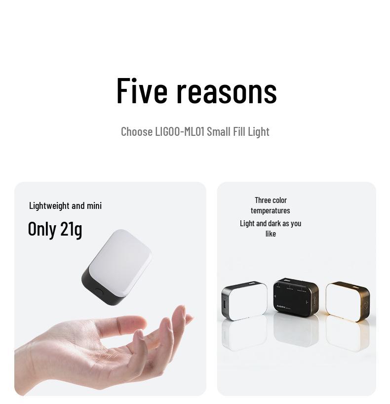 Ambitful ML01 Magnetic Fill Light for DJI Pocket 4/3 Sports Cameras