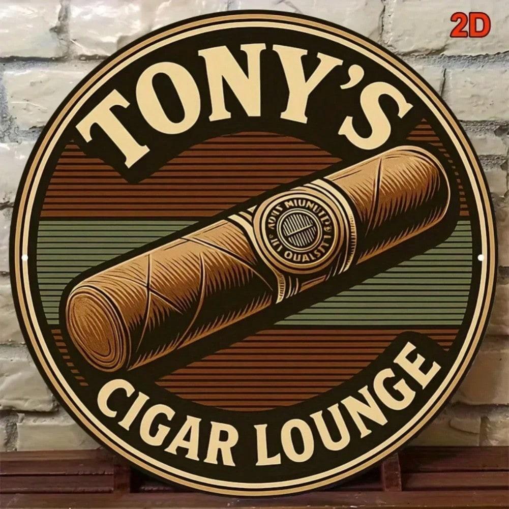 Vintage Tin Sign Metal Wall Art Tony Cigar Lounge Bar Decor
