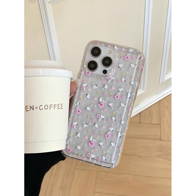 Pink Snoopy Is Suitable for Apple 16Pro Mobile Phone Case iphone15Pro Transparent 14 Airbag 13 Europe, America and 12 Explosions